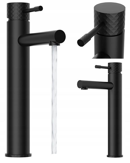 Vysoká umývadlová batéria s jedným držiakom, stojaca do kúpeľne, čierna Glami