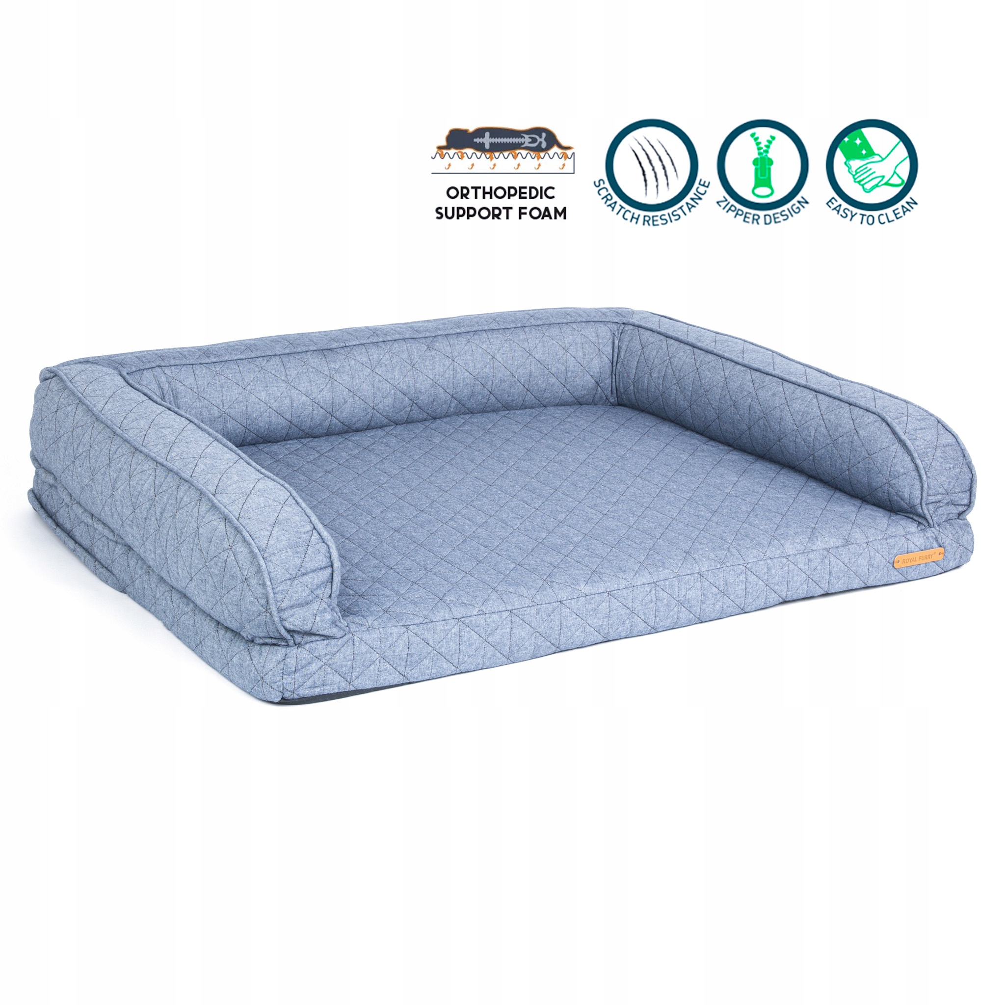 Legowisko ortopedyczne dla psa kanapa posłanie kojec 95x70 cm L Royal Furry