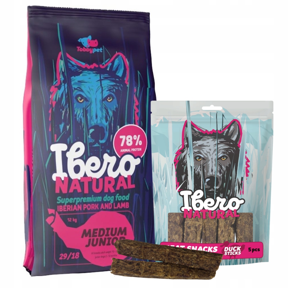 Levně Balíček pro štěňata středních plemen Ibero Medium Junior+Pamlsek s kolagenem