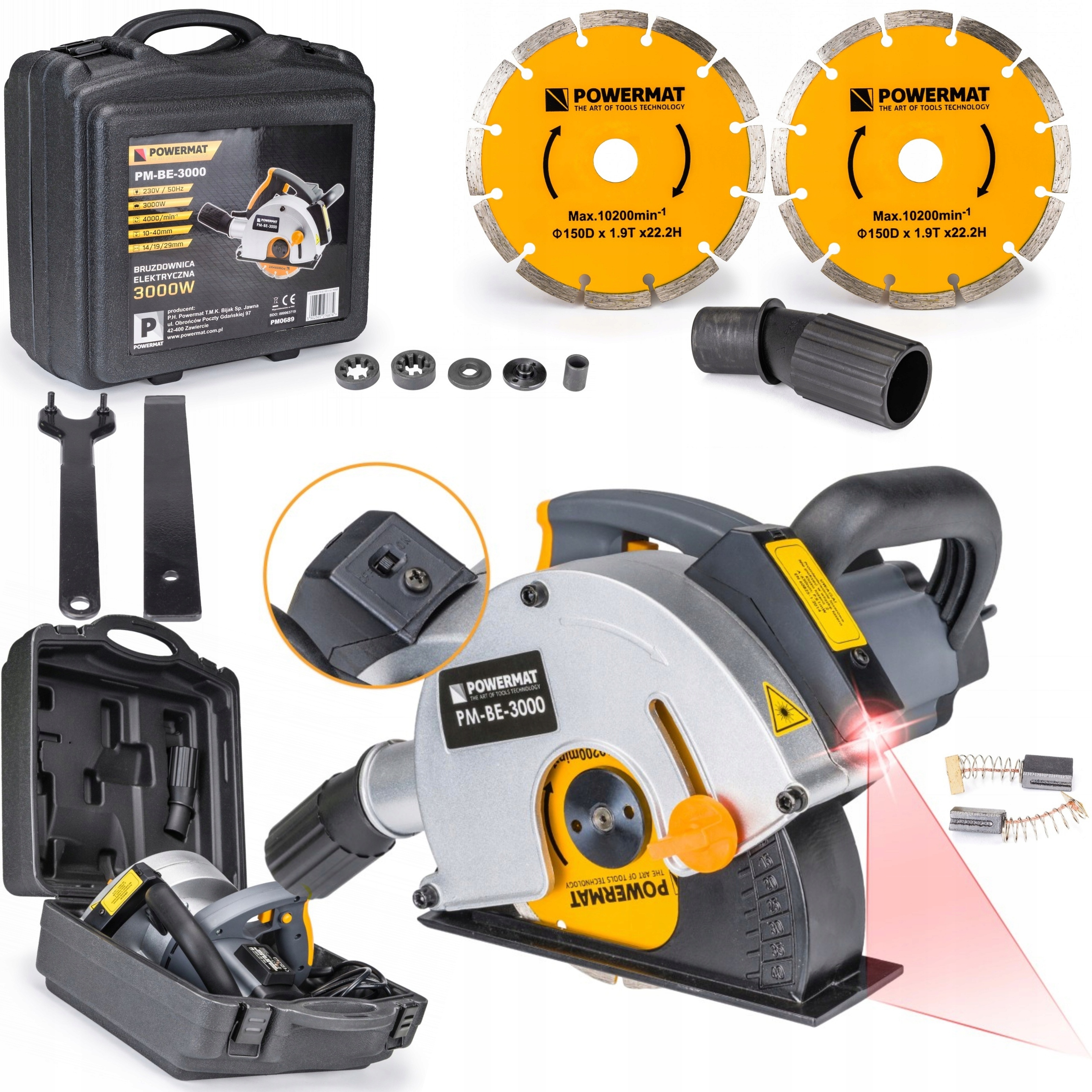 Powermat Elektrická Brázdička 3000W 14/19/29 mm Kotouč 150 mm Kufr