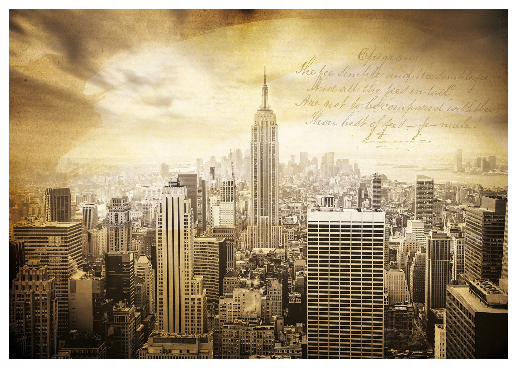Tapeta Empire State Building New York sepia vintage panorama 200x140 lepidlo