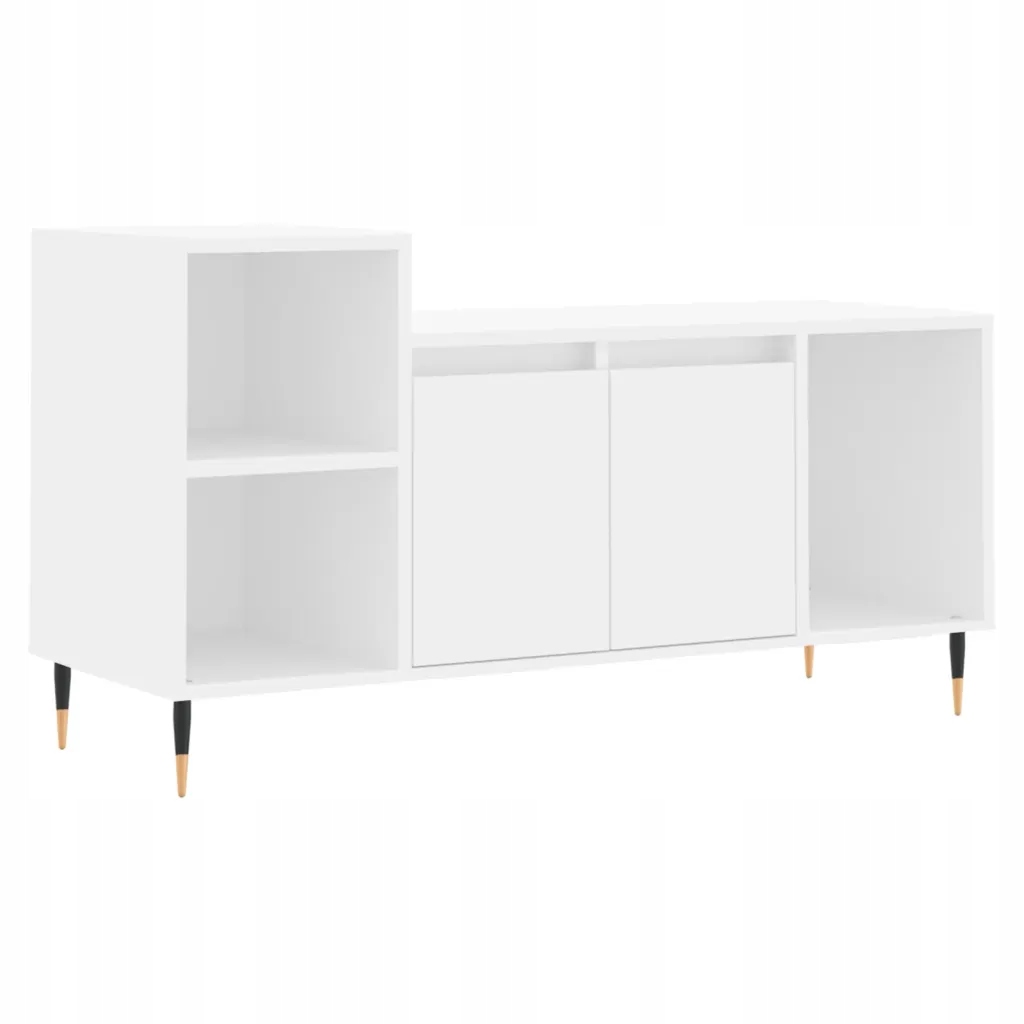 Rtv skříňka s 5 přihrádkami, bílá, 100 x 35 x 55 cm, dřevěná