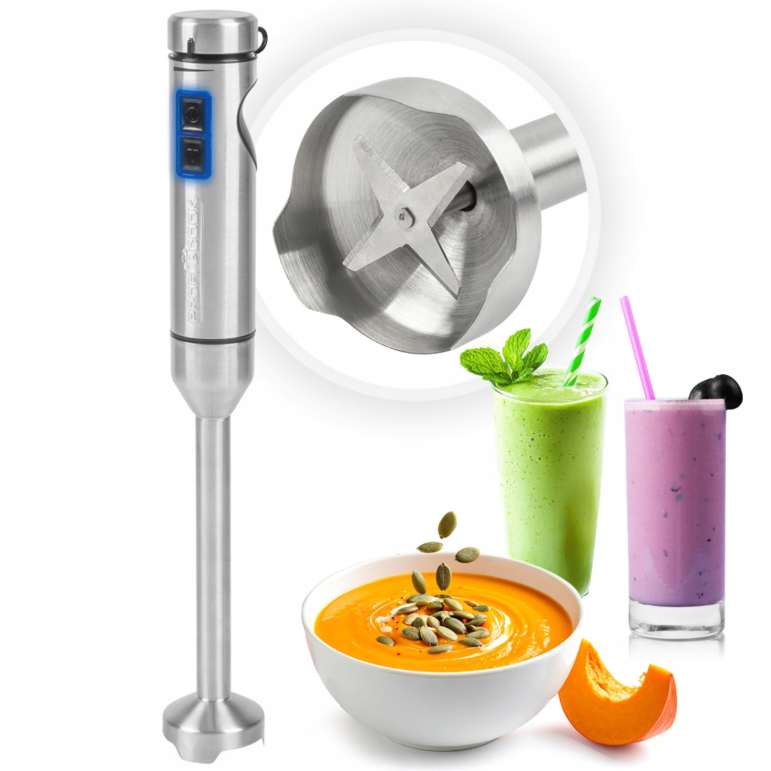 Blender ręczny 1000 W ProfiCook Pc-sm Turbo moc, Kruszy lód, Idealny do zup