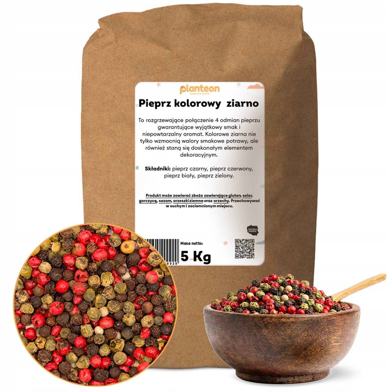 Levně Pepř barevné zrno 5 kg zrnitý aromatický přírodní kvalita zrna