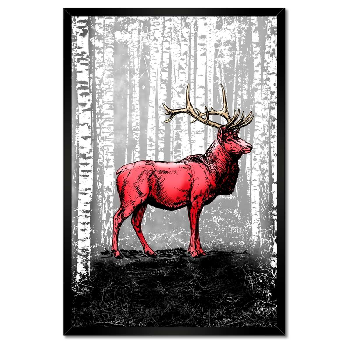 Plakáty v rámu 40x60 Jelen Bříza Břízy Les