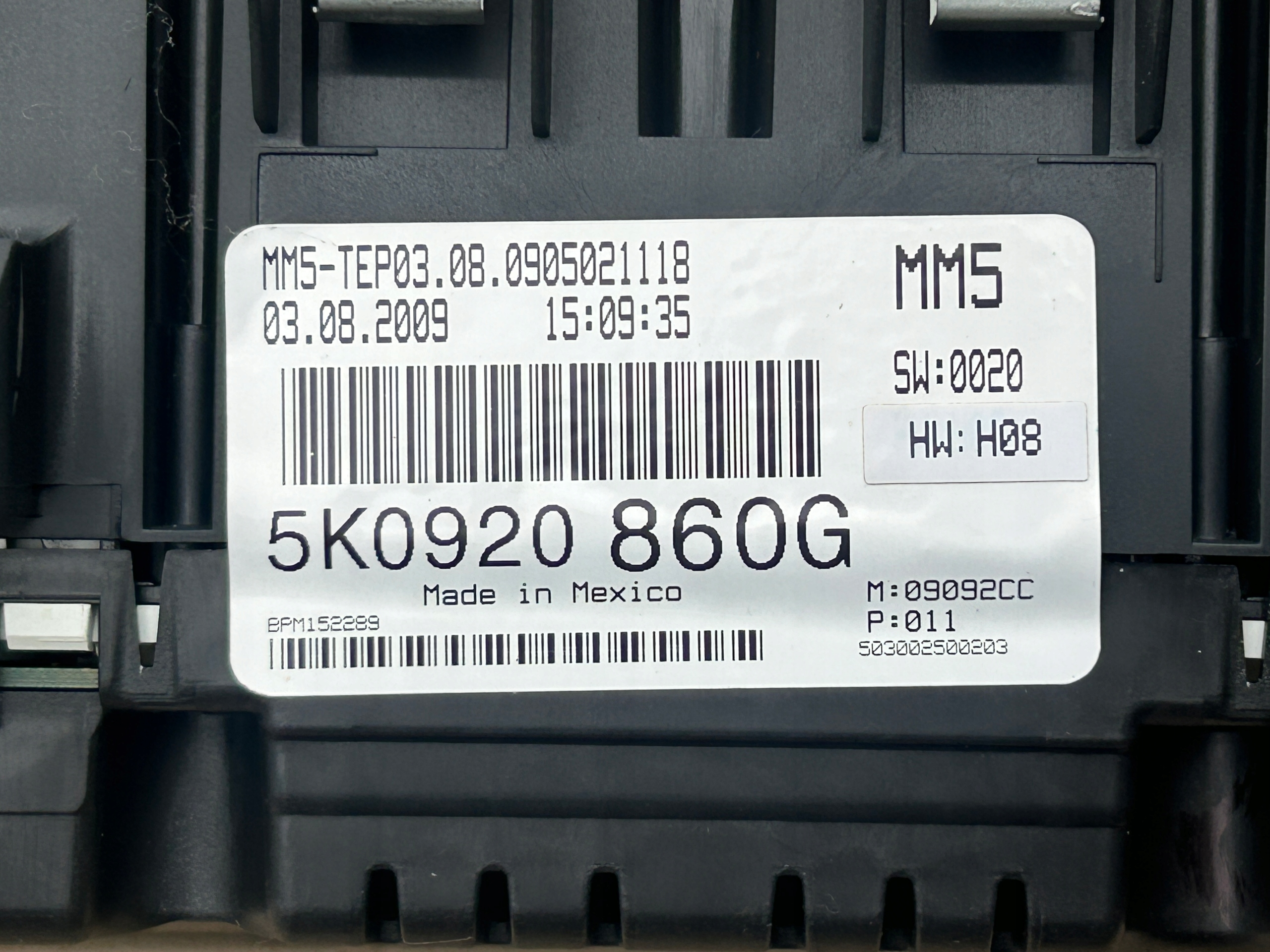 VW GOLF VI 1,6 TDI dials dials 5K0920860G