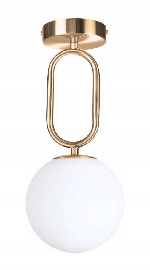 Lampa plafon Milano gold pojedyńcza mleczna kula