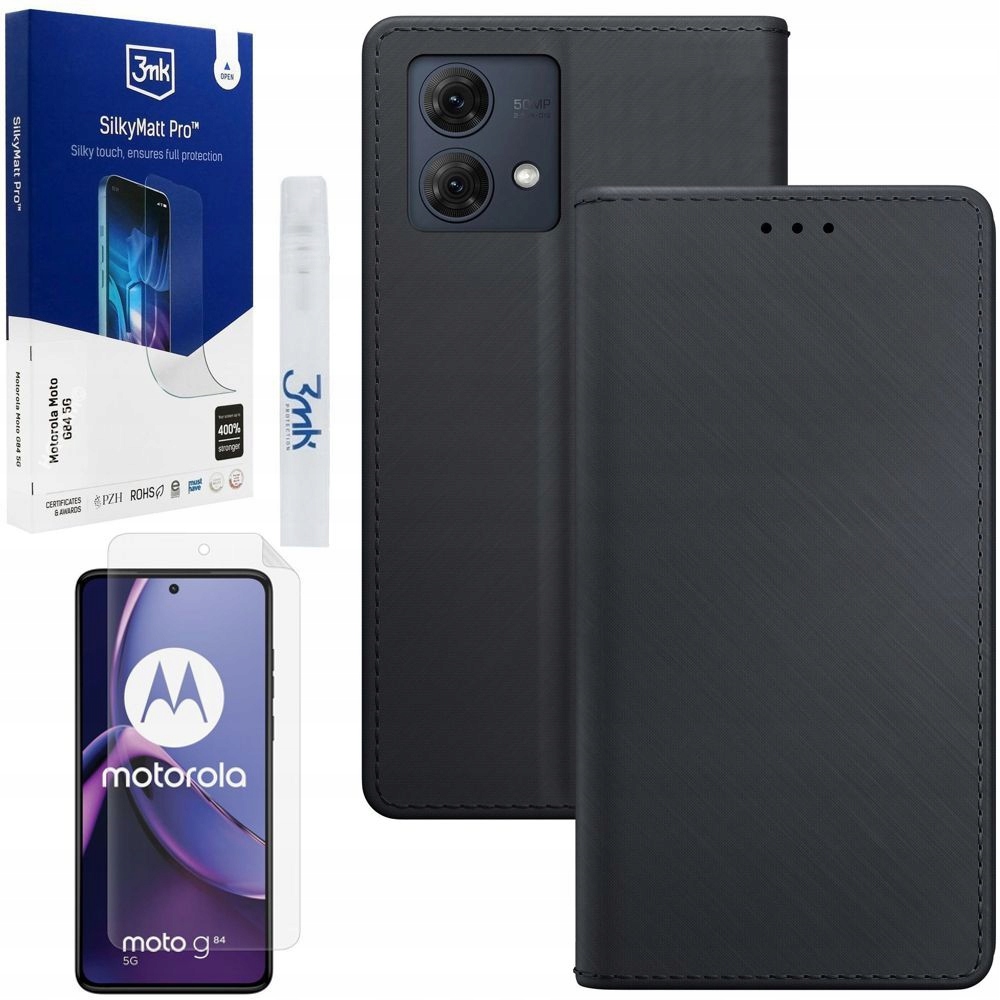 Set 3mk: flipové pouzdro Wallet Case Fólie Matt pro Motorola Moto G84 5G