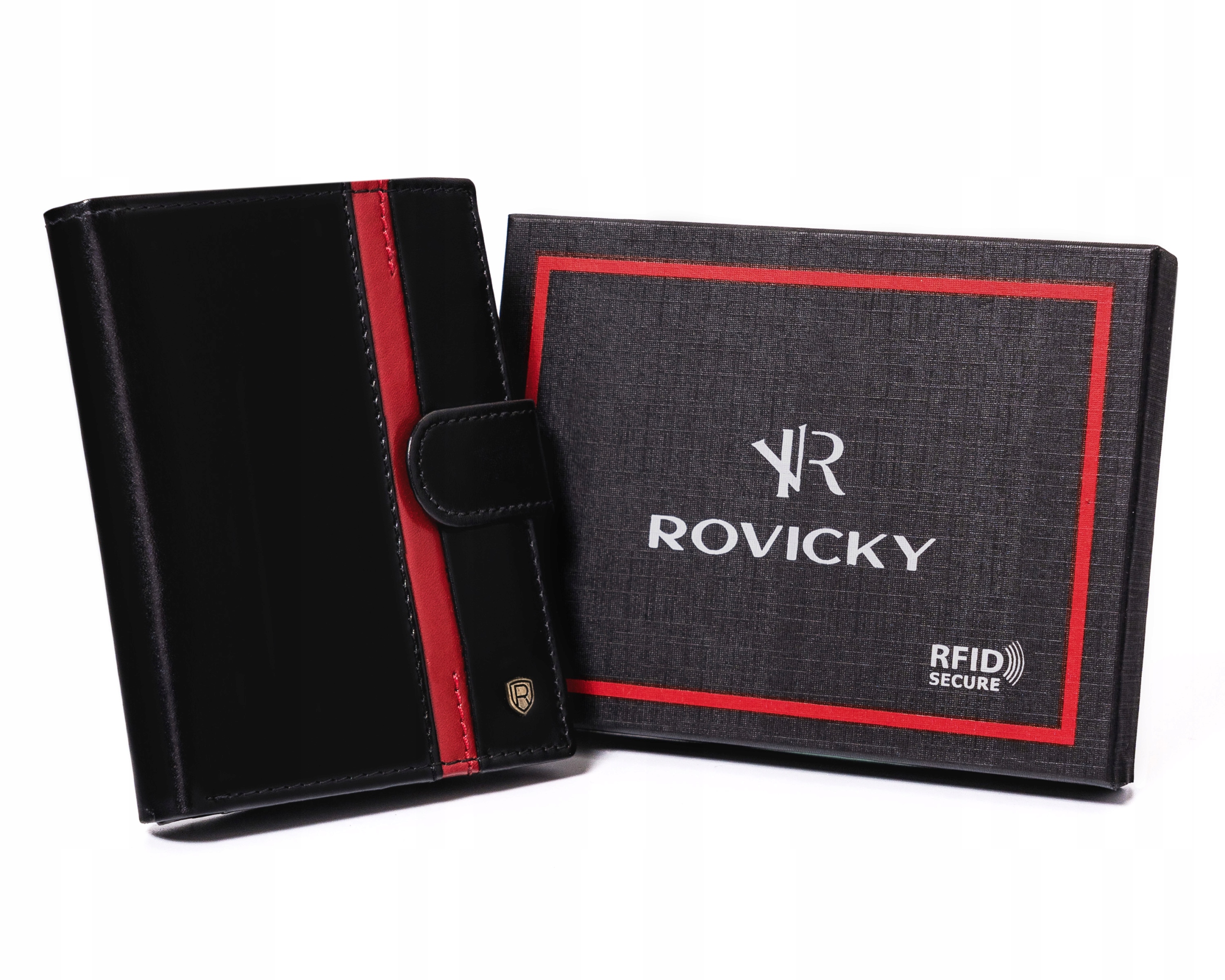 

Rovicky duży portfel męski na zatrzask skórzany