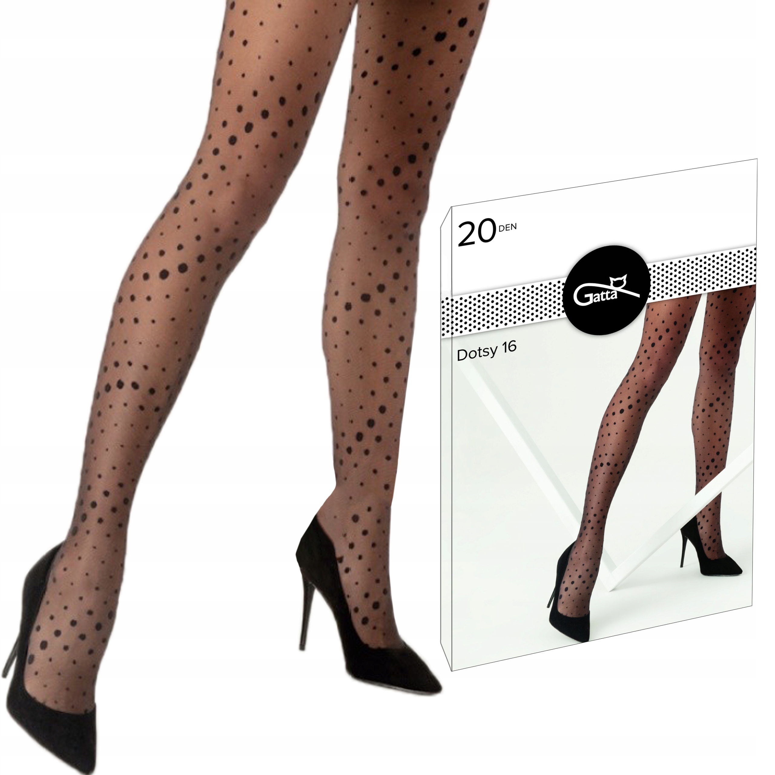 

Gatta rajstopy Dotsy 16 20 den Lycra w kropki 2-S