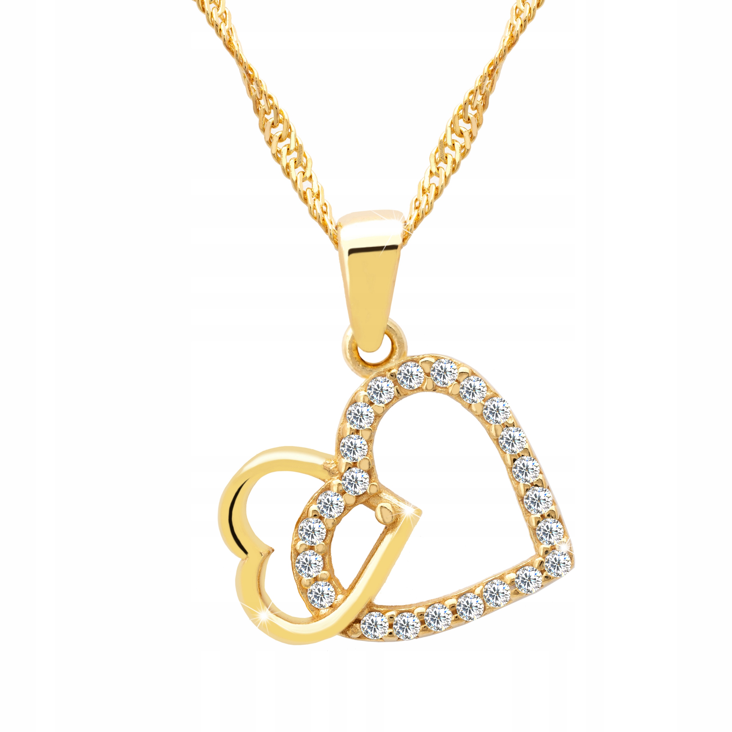 Zlatý Náhrdelník Srdce se Zirkony Stříbro 925