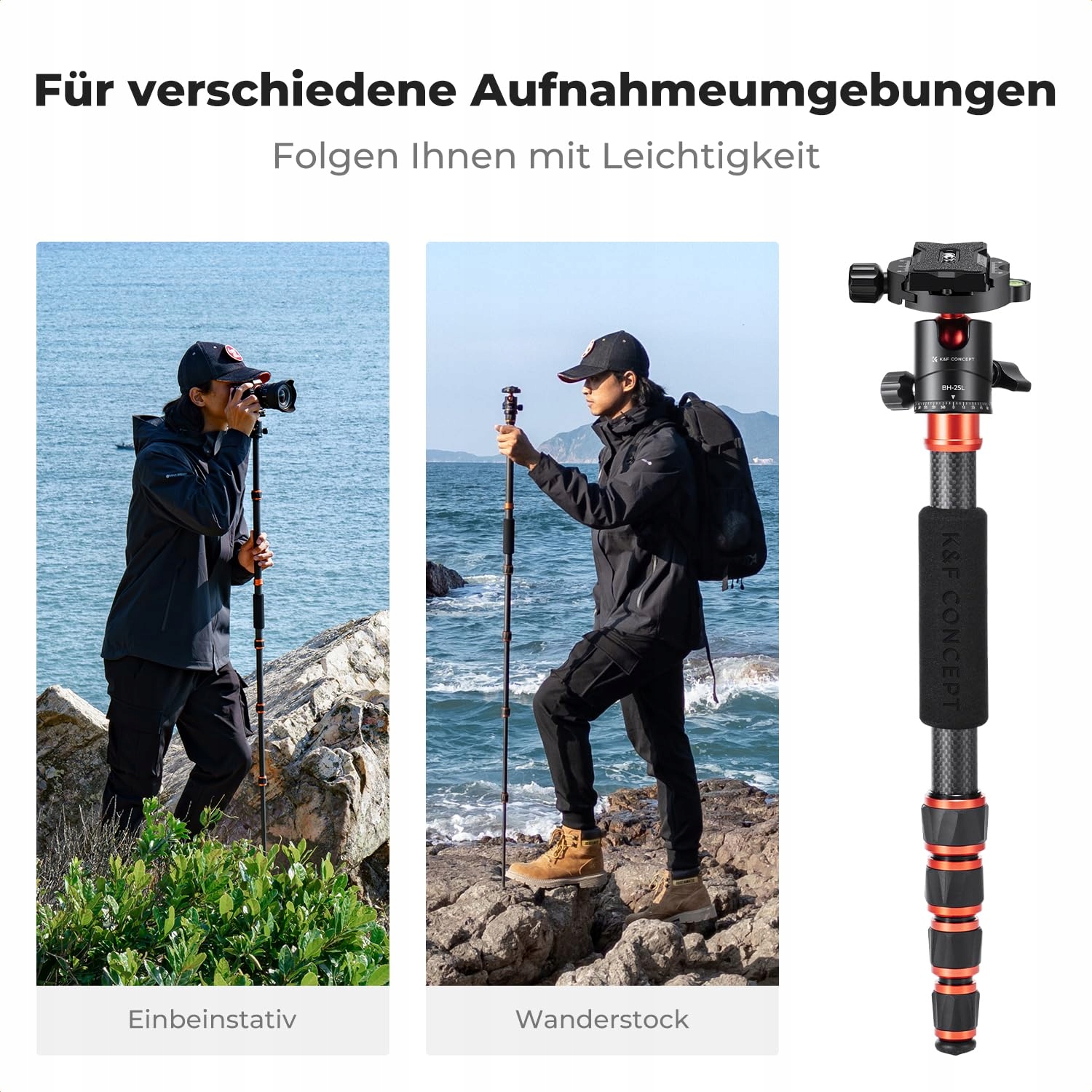 K&F CONCEPT Statyw Carbonowy 152cm Lekki Tripod z 360° Głowicą do DSLR — miniatura 4
