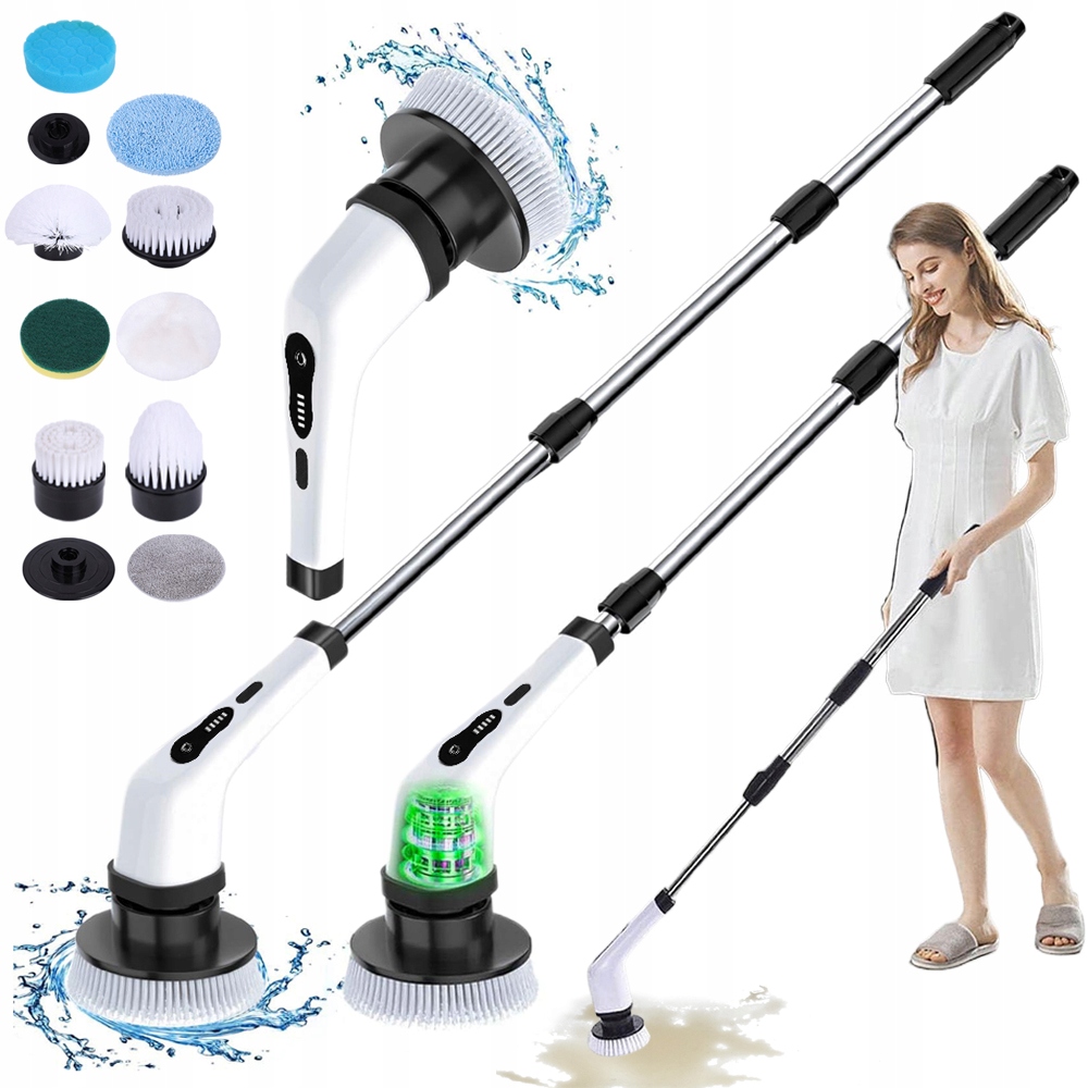 Levně Bezdrátová Elektrická Teleskopická Rotační Kartáčka Mop Turbomop 9v1