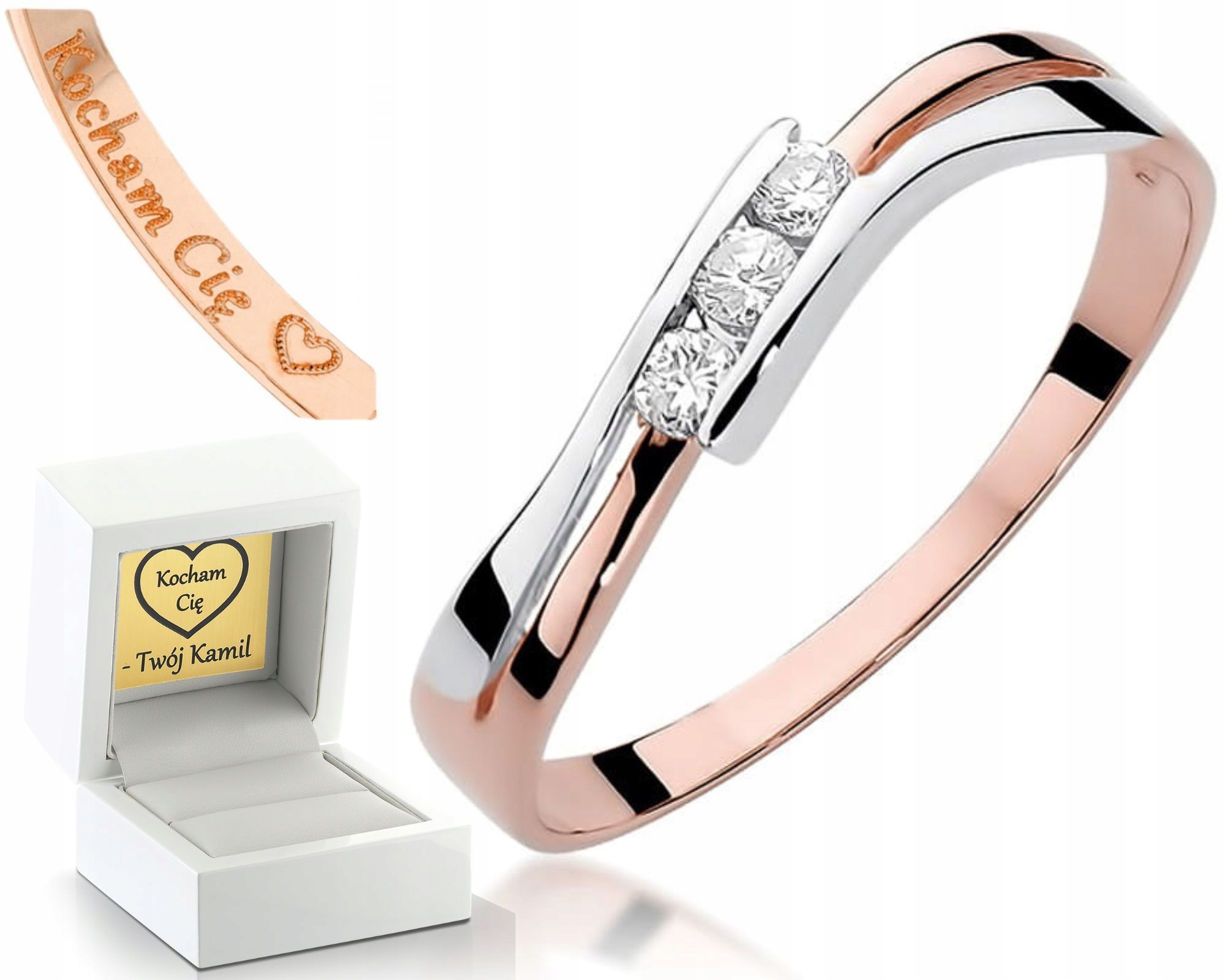 Prstýnek S Briliantem Z Růžového Zlata Gravírování Zásnubní Dárek