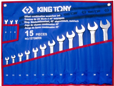 King Tony Sada Očkoplochých Klíčů Ohnutých 15el. 6–32mm Pouzdro