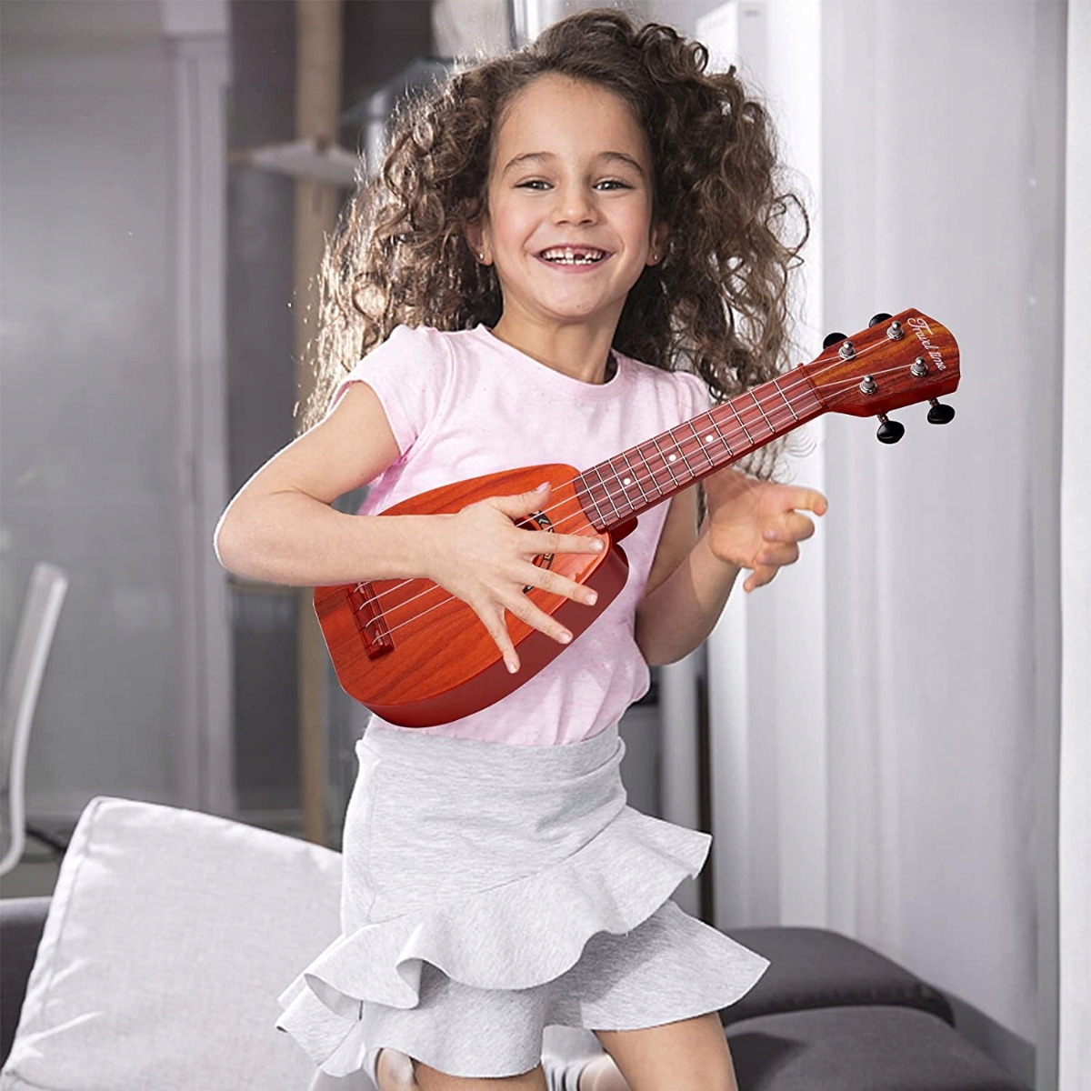 PERKUSJA + GITARA ZESTAW MUZYCZNY UKULELE BĘBNÓW TALERZ PAŁECZKI DLA DZIECI Kolor dominujący wielokolorowy