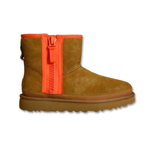 Buty damskie śniegowce botki Ugg W Classic Mini Zipper Tape Logo Chestnut