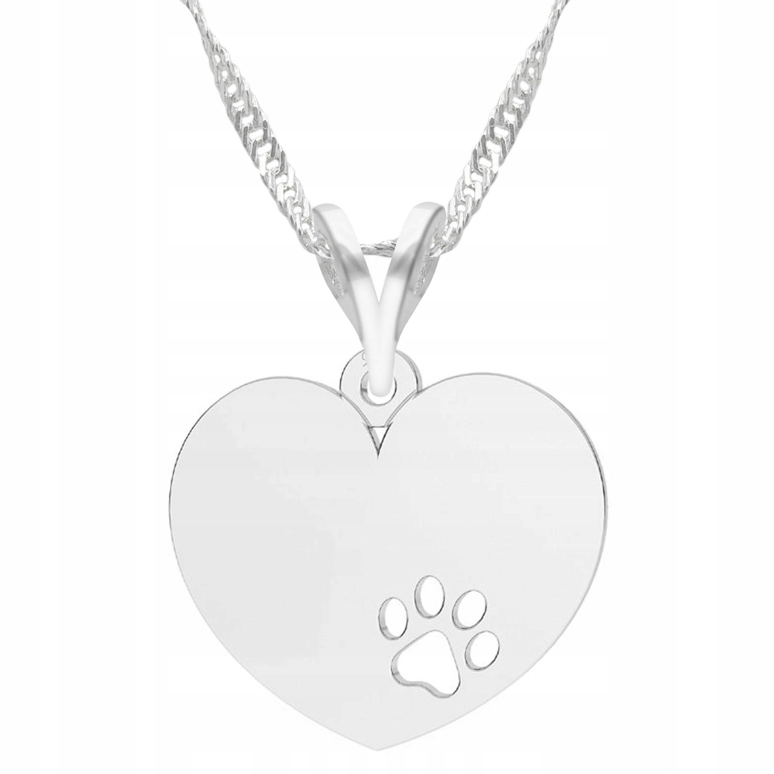 Stříbrný náhrdelník Srdce s tlapkou Psí láska Pes Tlapka Kočka Stříbro 925