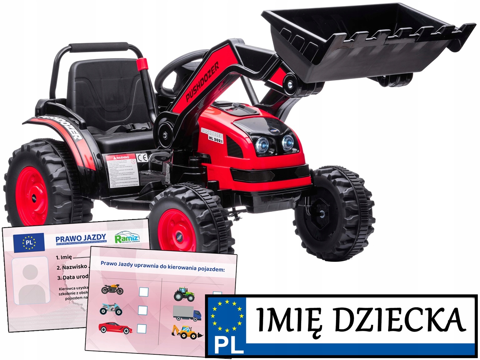 Traktor Na Akumulator dla dzieci koparka Tablica Z Imieniem prawo jazdy