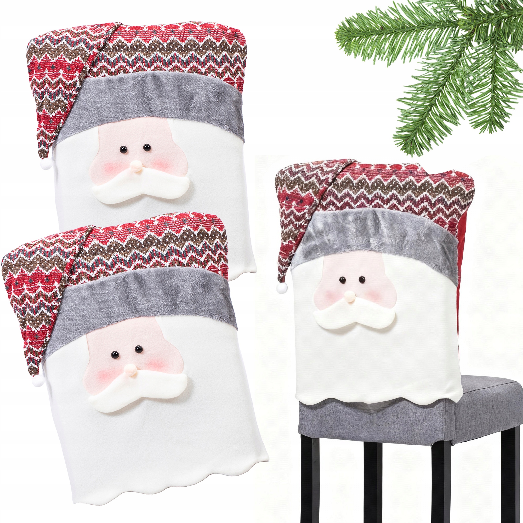 Vánoční Potahy Na Židle 2 ks Univerzální Červené A Bílé Motiv Mikuláše