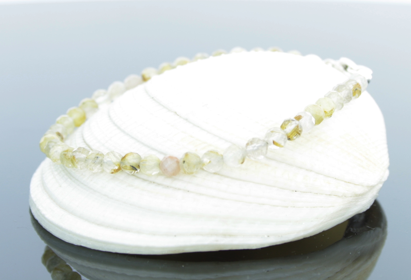 Bransoletka srebro0,925 -KRYSZTAŁ GÓRSKI Z RUTYLEM Długość całkowita 18 cm