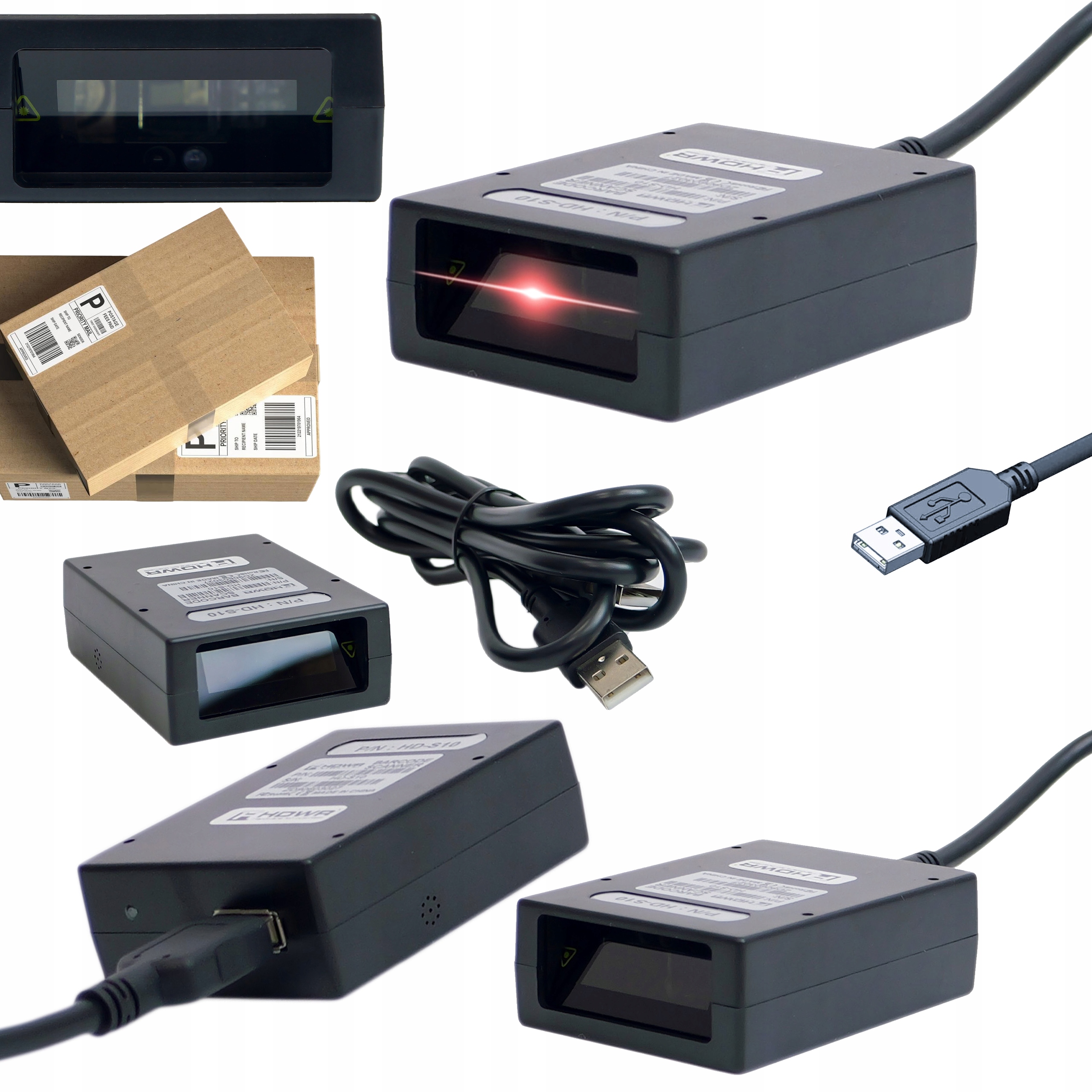 Skener Čárových Kódů 1D mini stacionární automatické skenování Usb