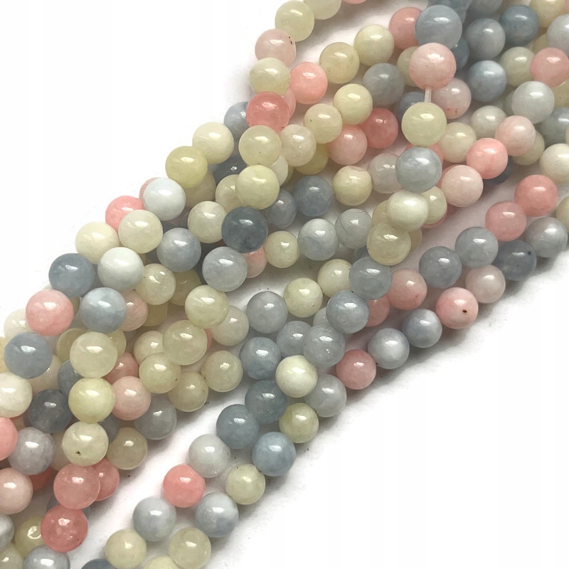 1289- Chalcedon kulka gładka 6-6,5mm sznur mix
