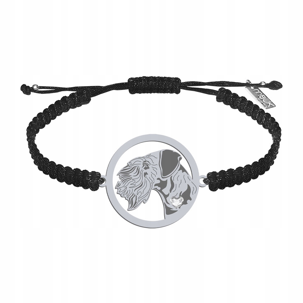 Stříbrný náramek s českým teriérem 925 Dárek Makramé Gravírování