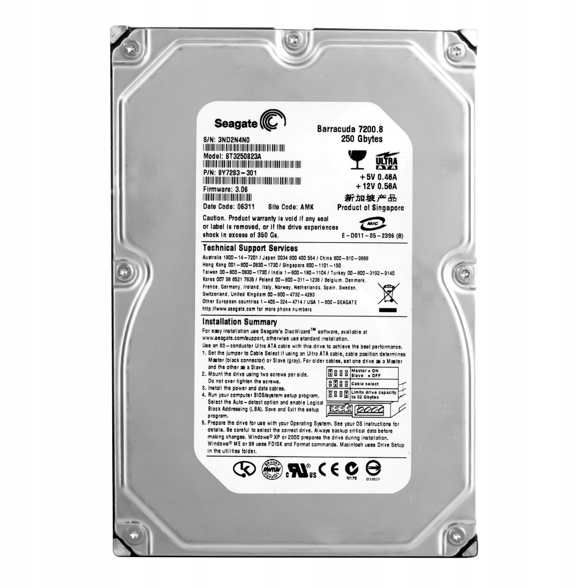 Seagate Barracuda 7200.8 250GB 7.2K 8MB Ata 3.5'' ST3250823A