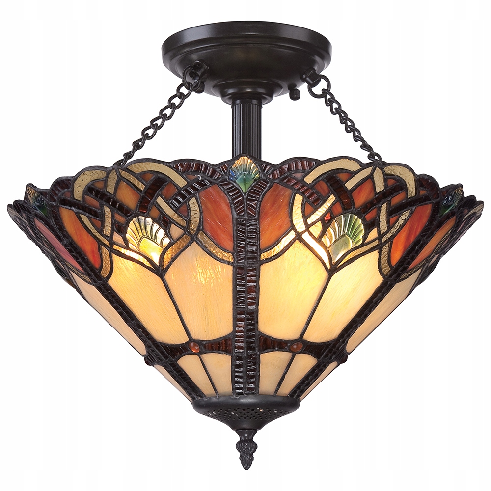 Klasická stropná lampa vitrážová umelecká vintage dekoratívna Quoizel