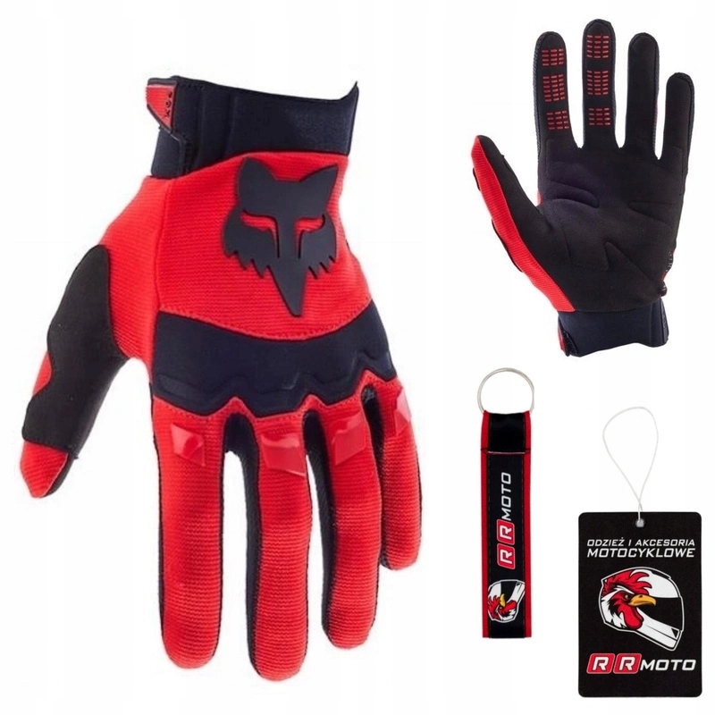Motocyklové rukavice cross enduro Fox Dirtpaw Fluo Red červené Bonus