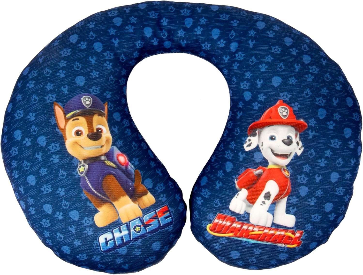 Paw Patrol Blue Neck Pillow with Chase and Marshall. Perfect for Travelling
