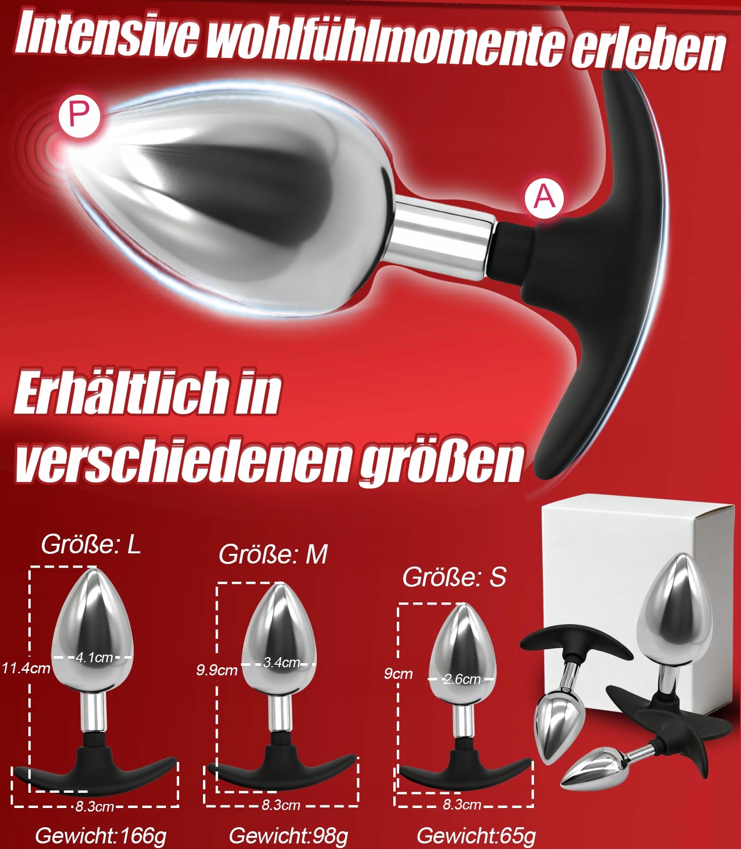 METALOWY ZESTAW ANALNY DLA KOBIET I MĘŻCZYZN SILIKONOWY BUTTPLUG PROSTATY — miniatura 7