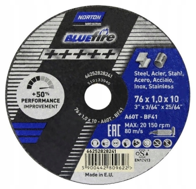 MAŁA TARCZA DO CIĘCIA METALU 75x1,0x10 NORTON 76x1 MINI TARCZA DO CIĘCIA