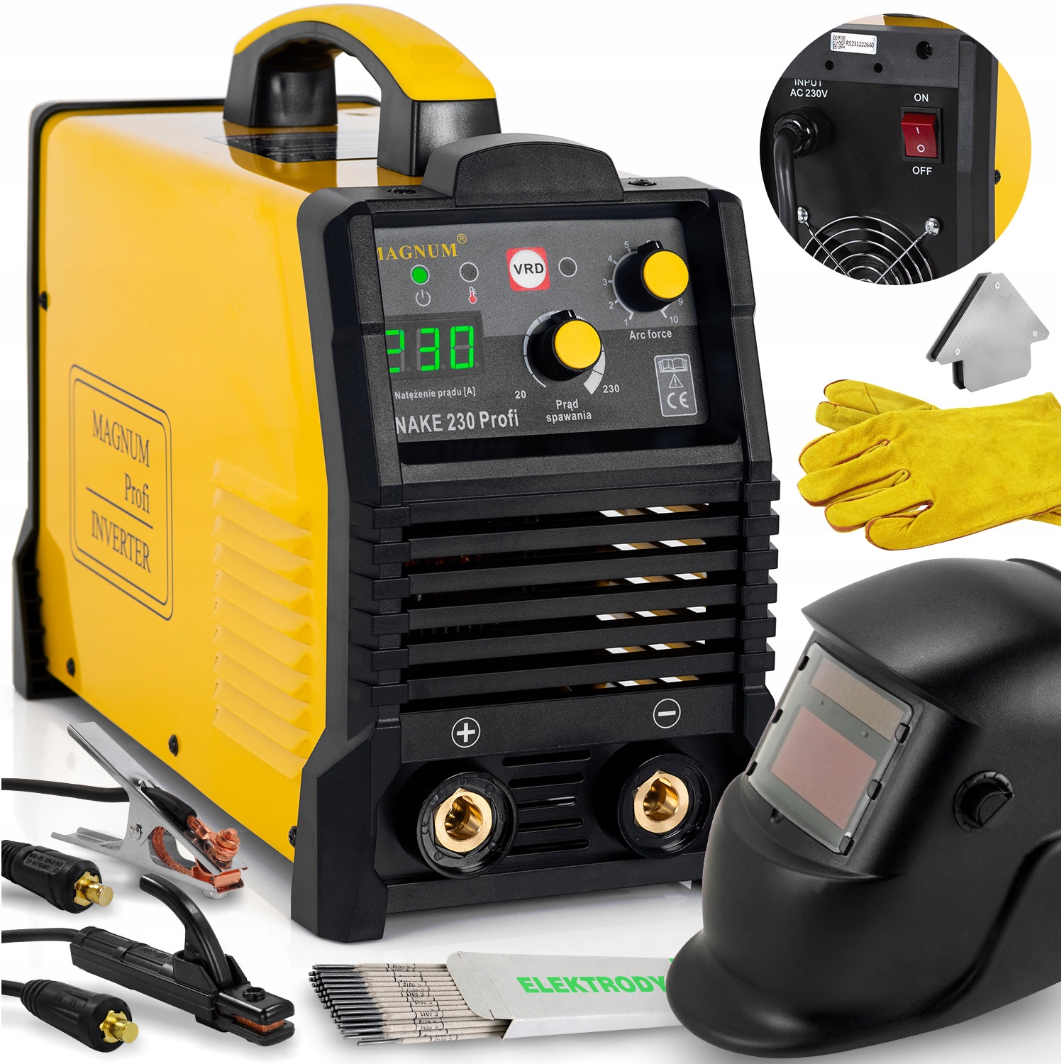 Spawarka Elektrodowa Magnum Mma 230A Vrd Arc Force inwerter zestaw