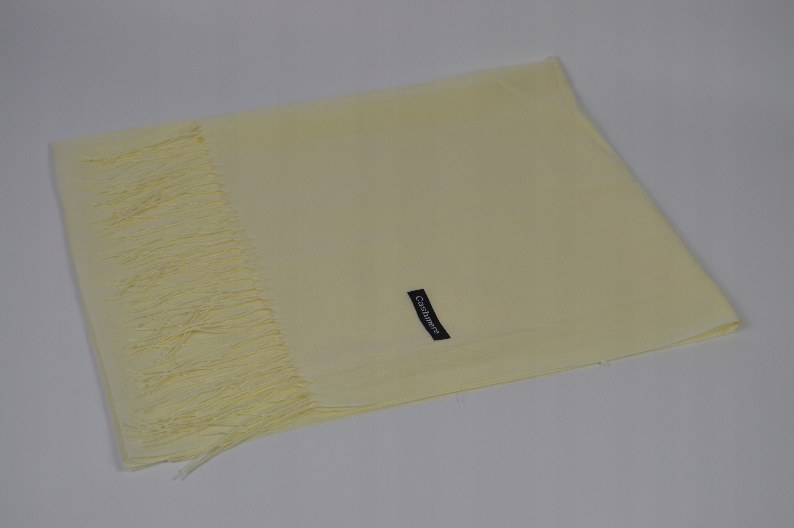 SZAL KASZMIROWY SZALIK GŁADKI FRĘDZLE KOLORY Odcień ecru