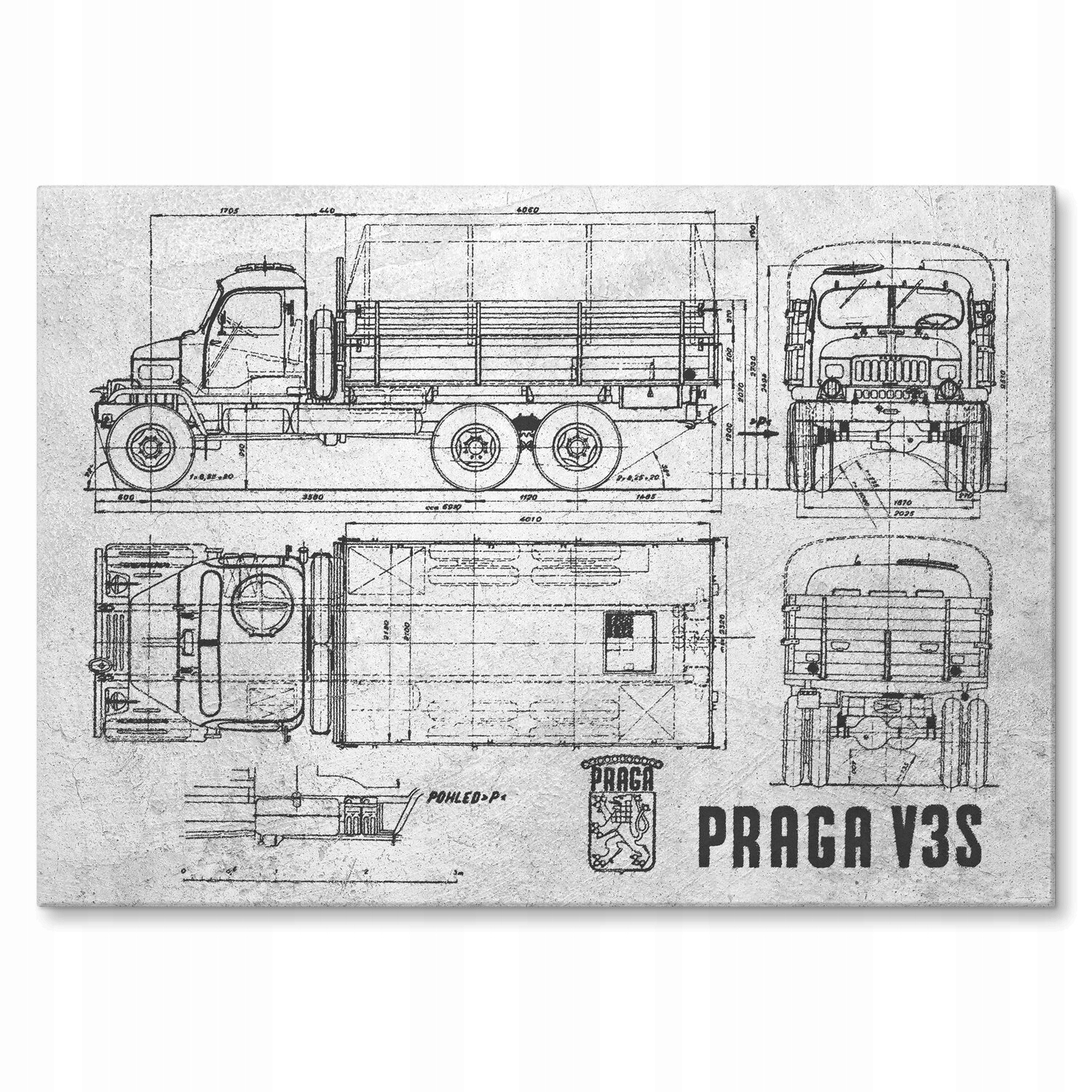 Plechový plakát Praha V3S Auto Nákladní automobil Patent Kámen Dárek 42