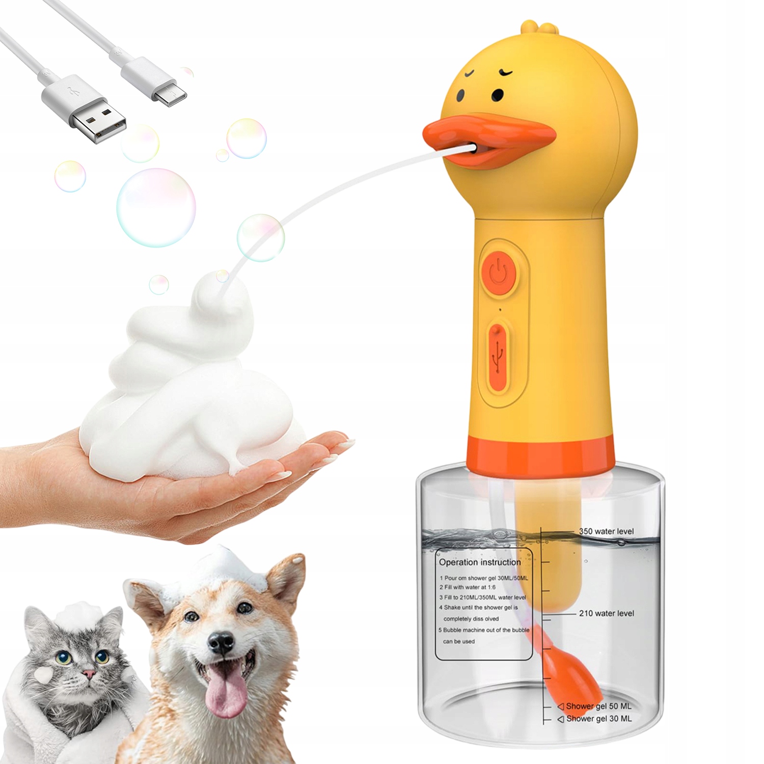 Levně Elektrický Pěnový Stroj Do Koupele Pro Zvířata 350 ML Vysoká Kvalita