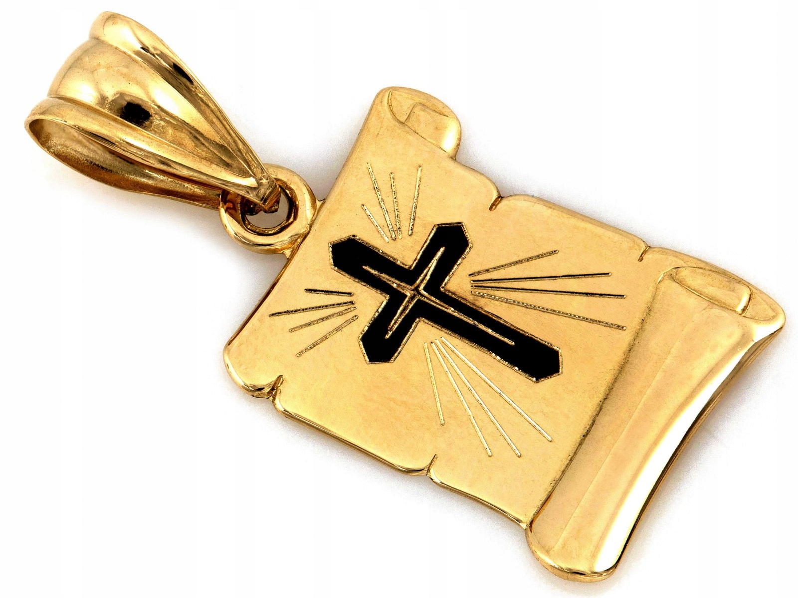 Zlatý medailonek 585 14k papyrus s křížkem 0.81g křest jako dárek
