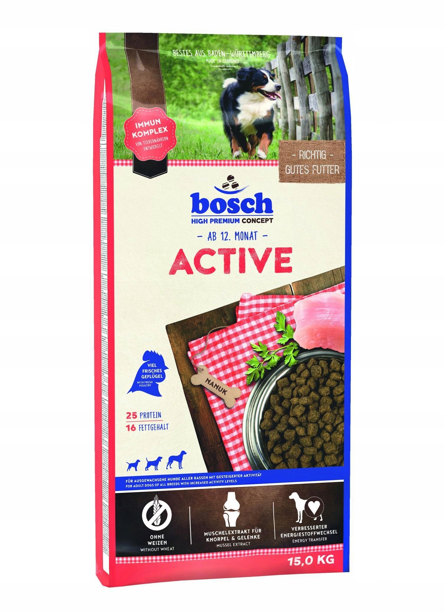 Bosch Adult Active 15kg Wysokoenergetyczna dobra Karma Na zimę