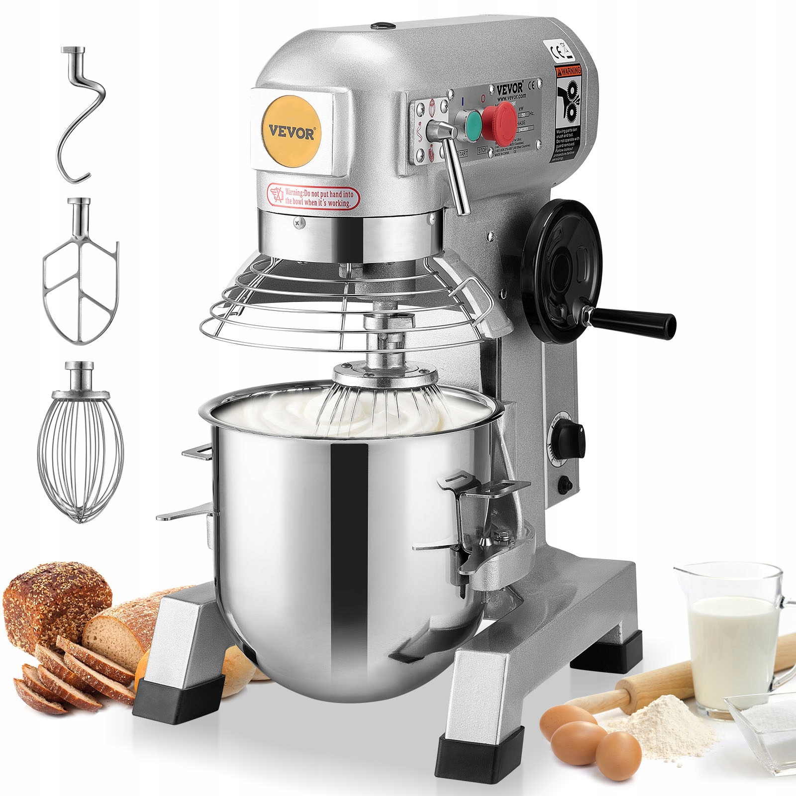 Vevor Mikser Kuchenny Komercyjny 18.7L 1100W 3 Prędkości Solidny