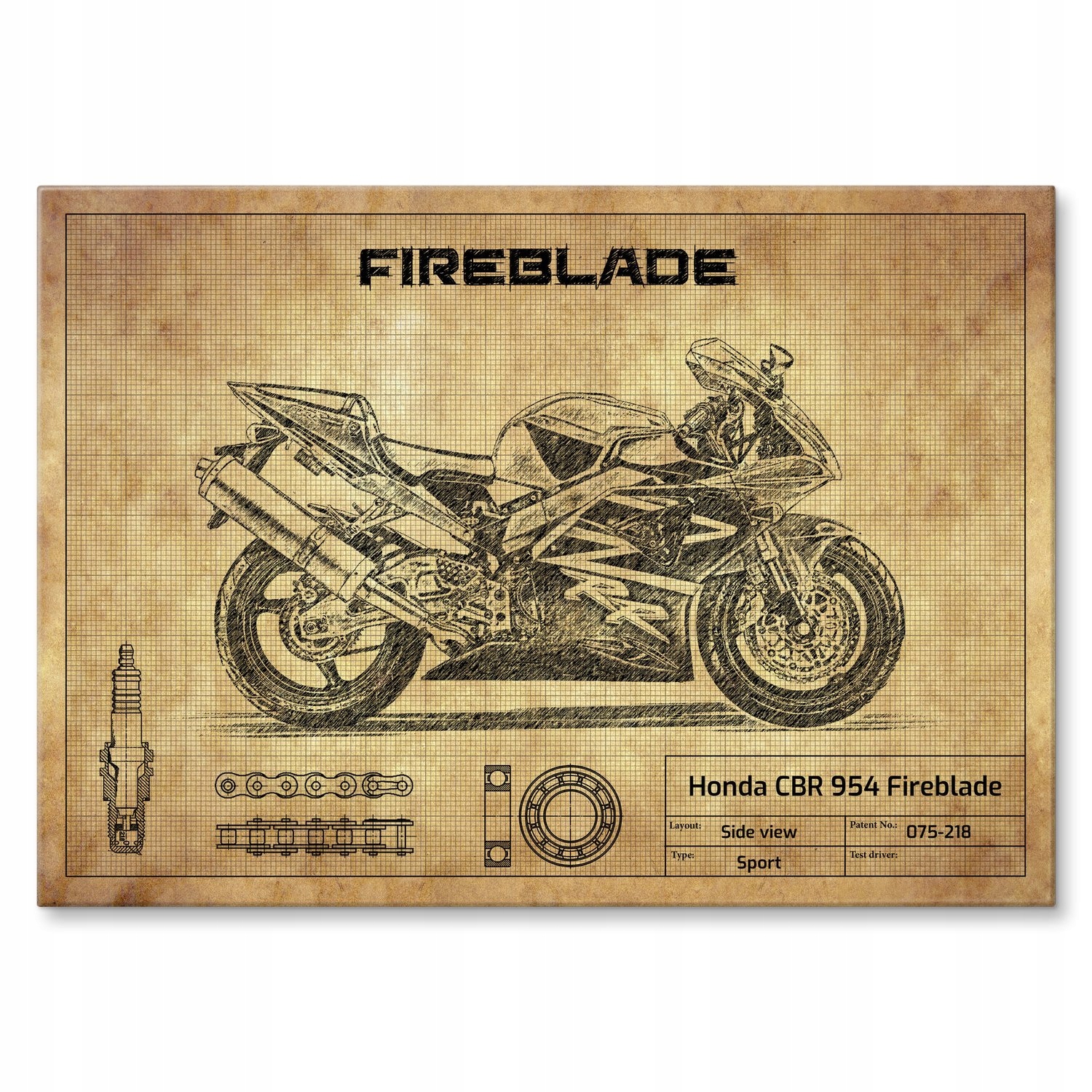 Kovový plakát Honda Cbr 954 Fireblade Cedule Plech 30 x 42 cm Dárek
