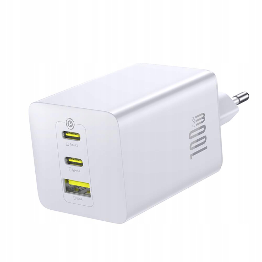 Baseus EnerFill FE11 síťová nabíječka 100W 2x Usb-c 1x Usb-a, měsíční bílá