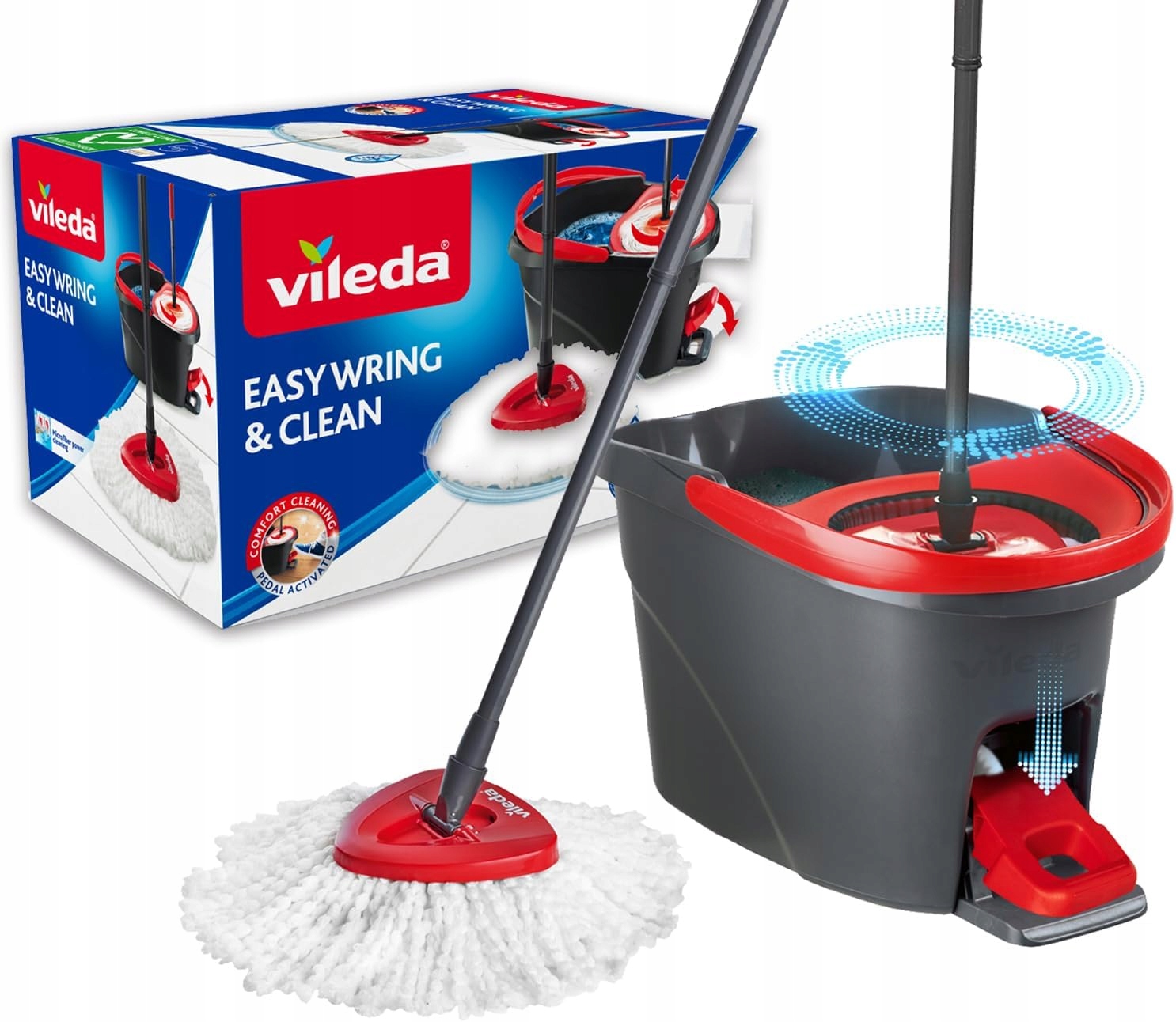 Levně Vileda EasyWring & Clean – Rotační mop s kbelíkem, černo-červený