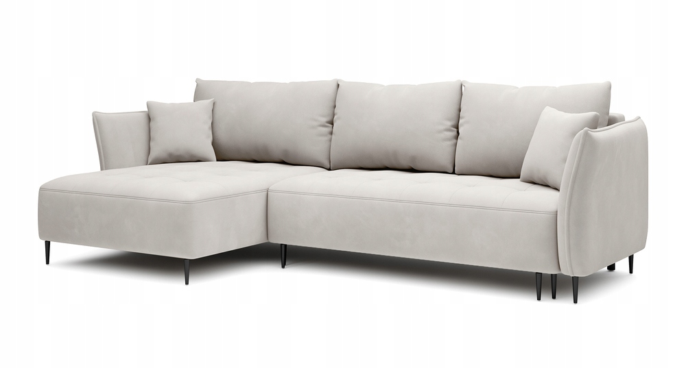 Rohová Sedací Souprava Minulo s funkcí spaní a úložným prostorem krémový samet, levá