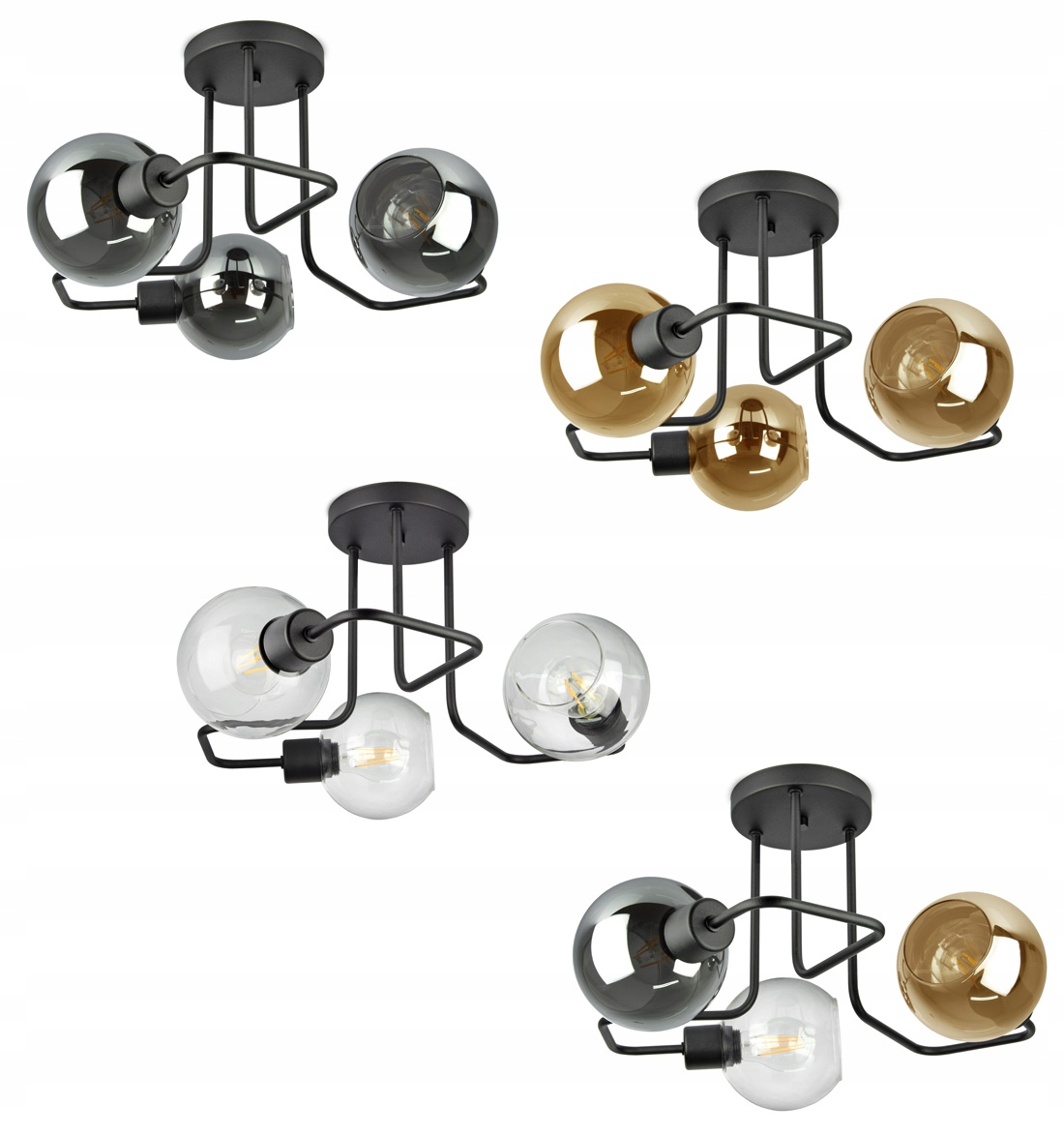 Lampa sufit PLAFON MODERN żyrandol LED BALL SZKŁO Zasilanie sieciowe