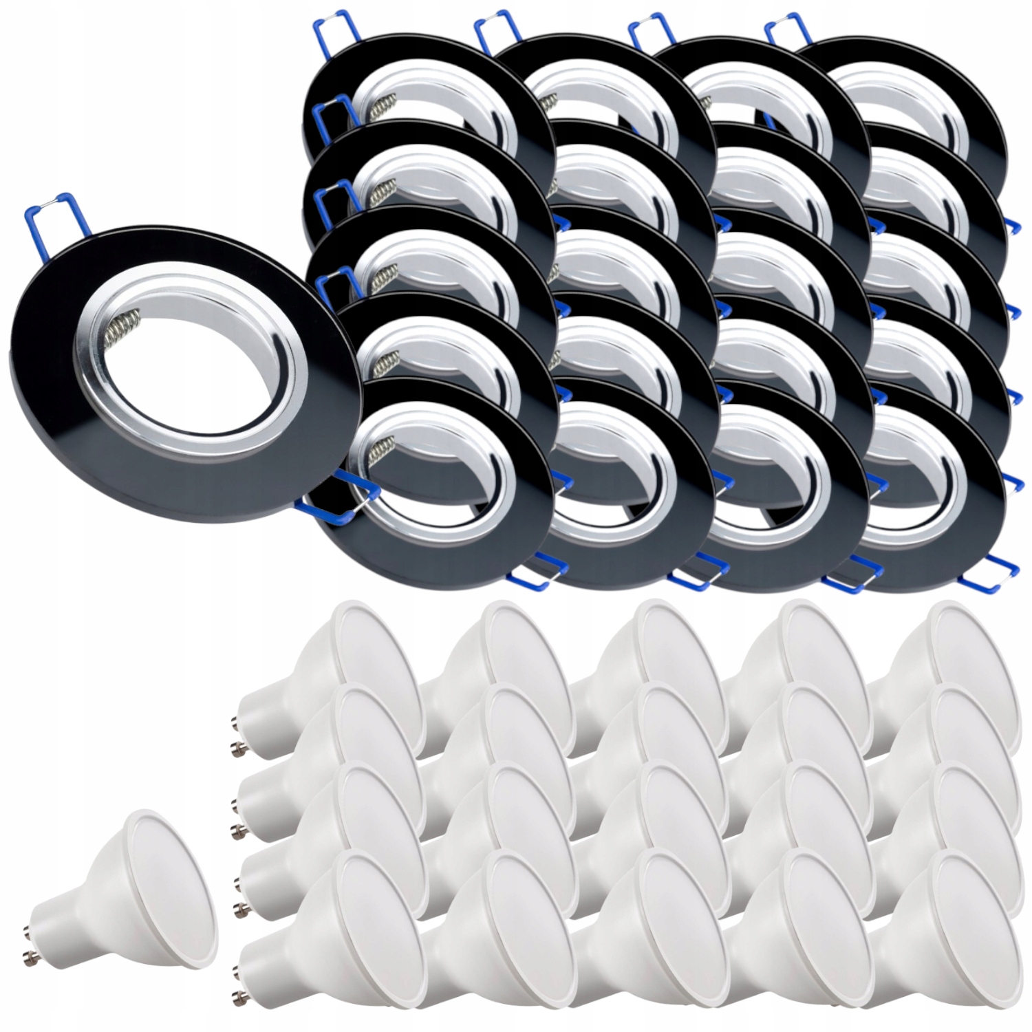 21 x Černá Skleněná Stropní Lampa Kulatá Objímka Led Žárovky 1.5W