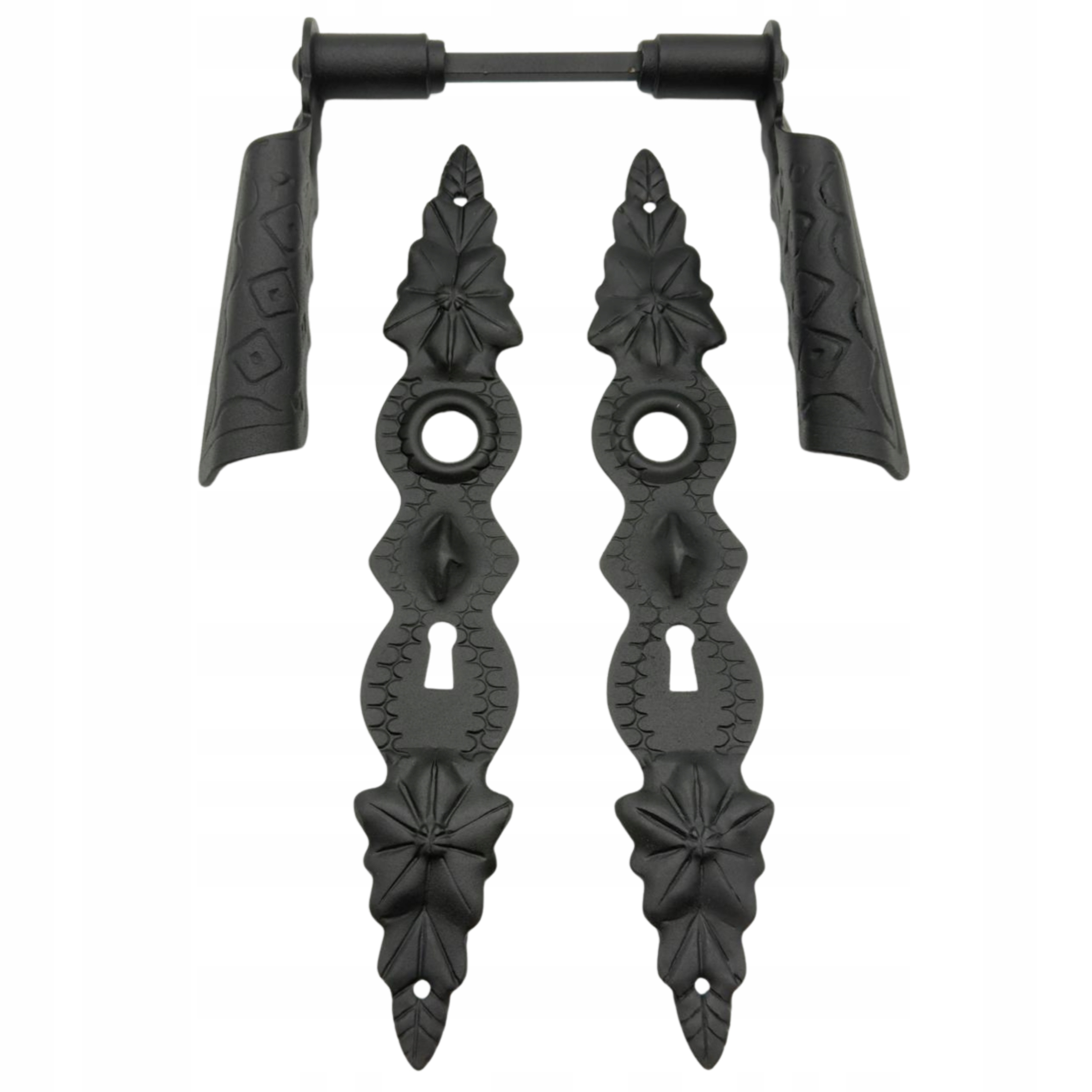 Kovaná Klika pro Bránu Dveří Černá Se Štítem 90 Klíč Dveřní Klika Retro