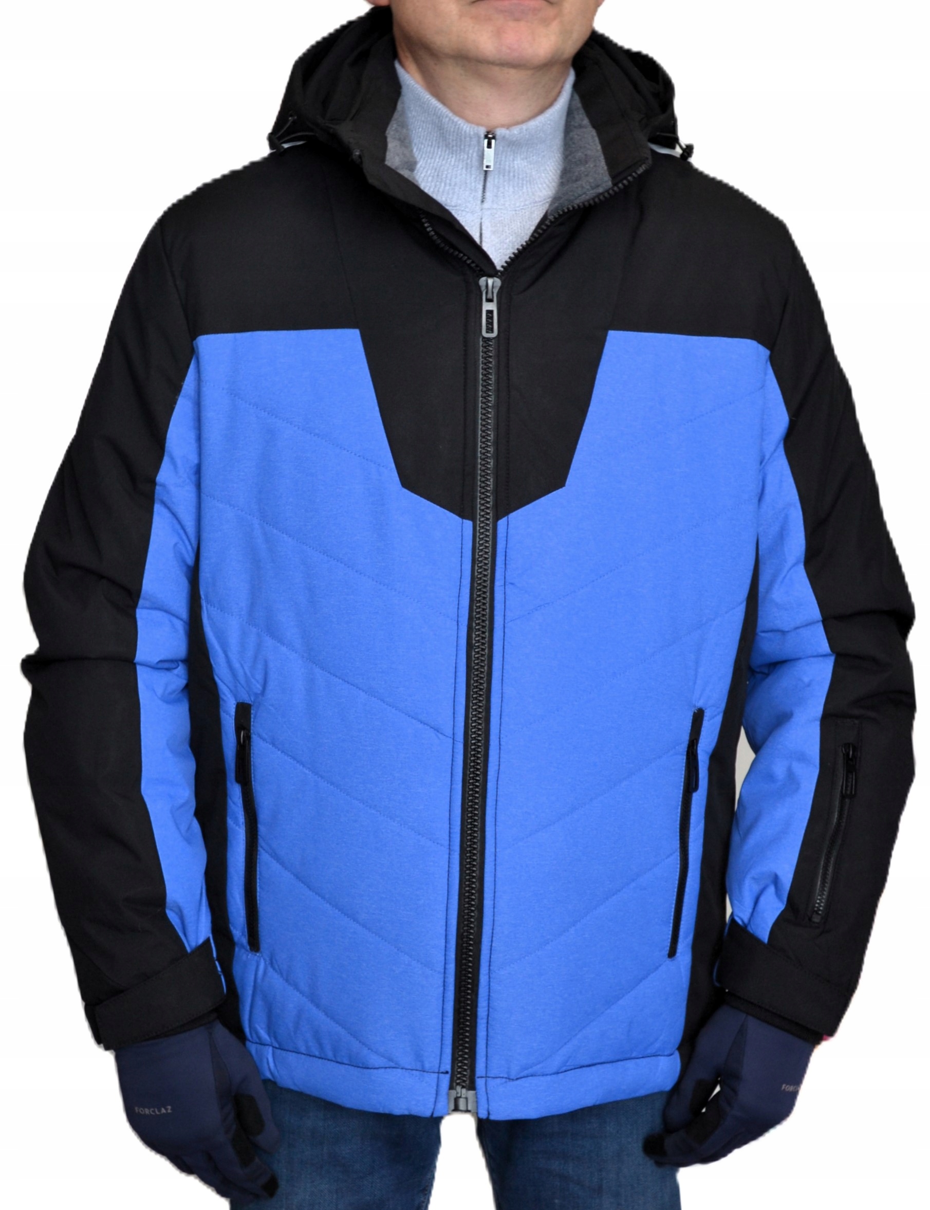 Pánská zimní lyžařská bunda Snowbord Lehká odnímatelná Kapuce Černá modrá M