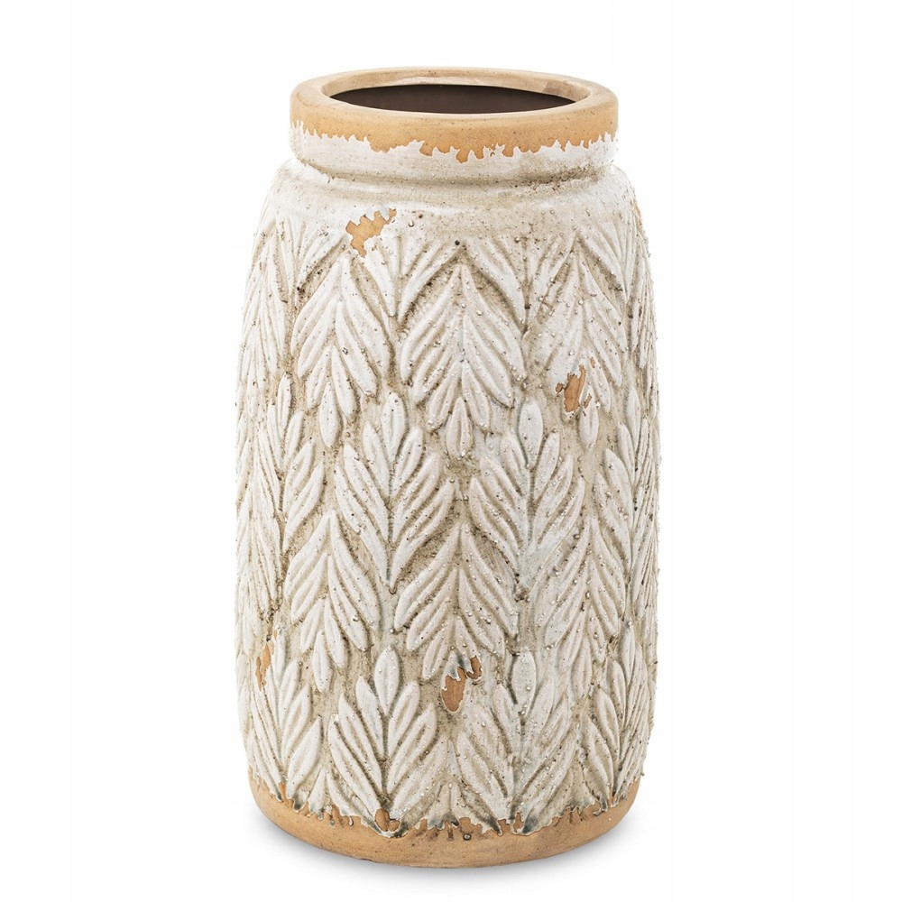 WAZON KREMOWY LIŚCIE 33cm BUTELKA CERAMICZNY BEŻ30 Kod producenta 2207679AP